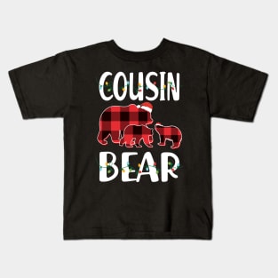 Cousin Bear Red Plaid Christmas Pajama Matching Family Gift Kids T-Shirt